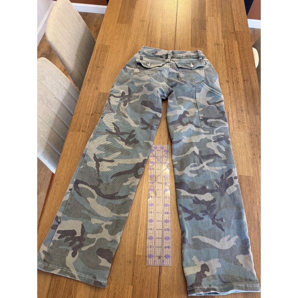 Flamingals Camouflage Wide Leg Corduroy Cargo Pants - Green / Wash Camo XS